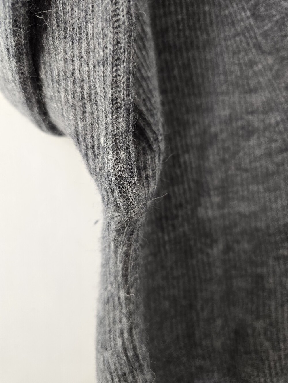 Quince Baby Alpaca Wool Cropped Crop Ribbed Rib Cardigan Sweater Gray Grey Sz L - Picture 7 of 11